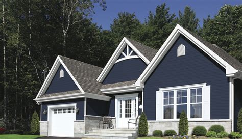 navy siding with white trim.